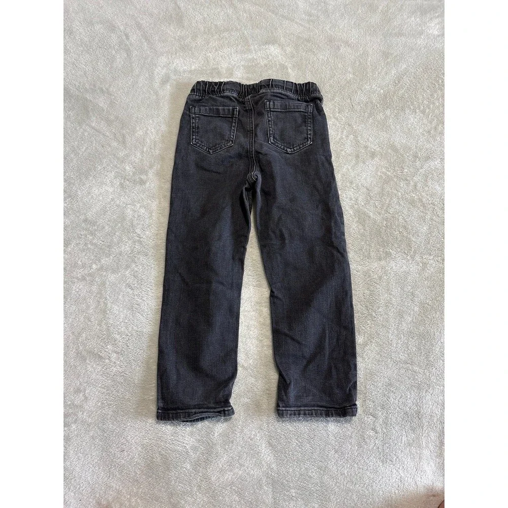 girls black denim jeans elastic waist pull on back to school basic layering kids